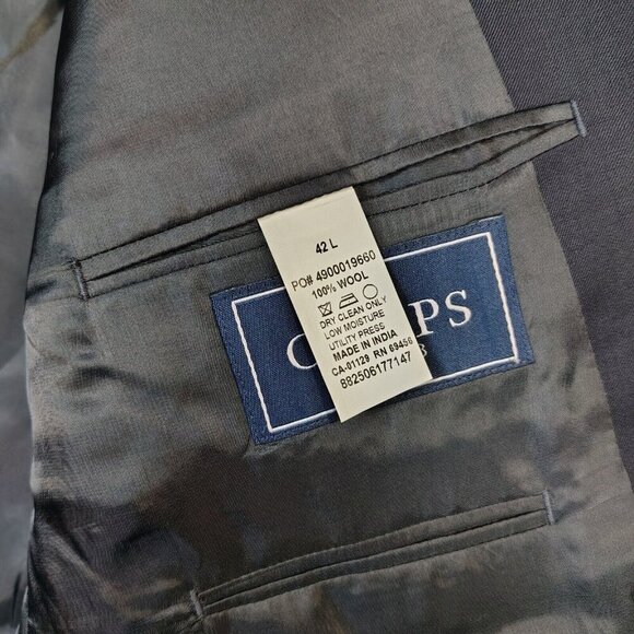 Chaps Blazer Men's 42 Long Navy 100% Wool Gold Sport Coat Suit Jacket Career NWT - Picture 6 of 16